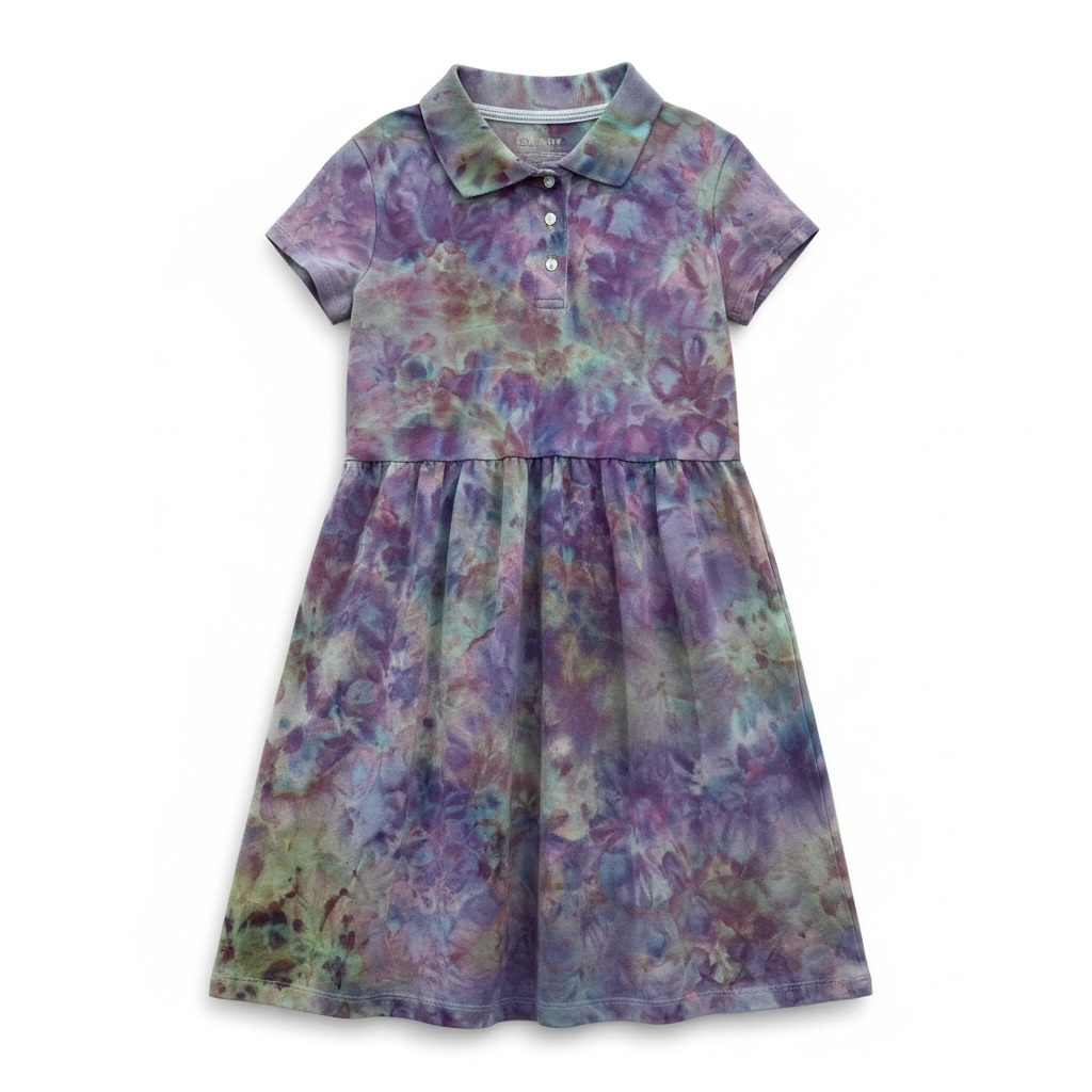 Girls Collared Short Sleeve Fit and Flare Dress (Size 8)