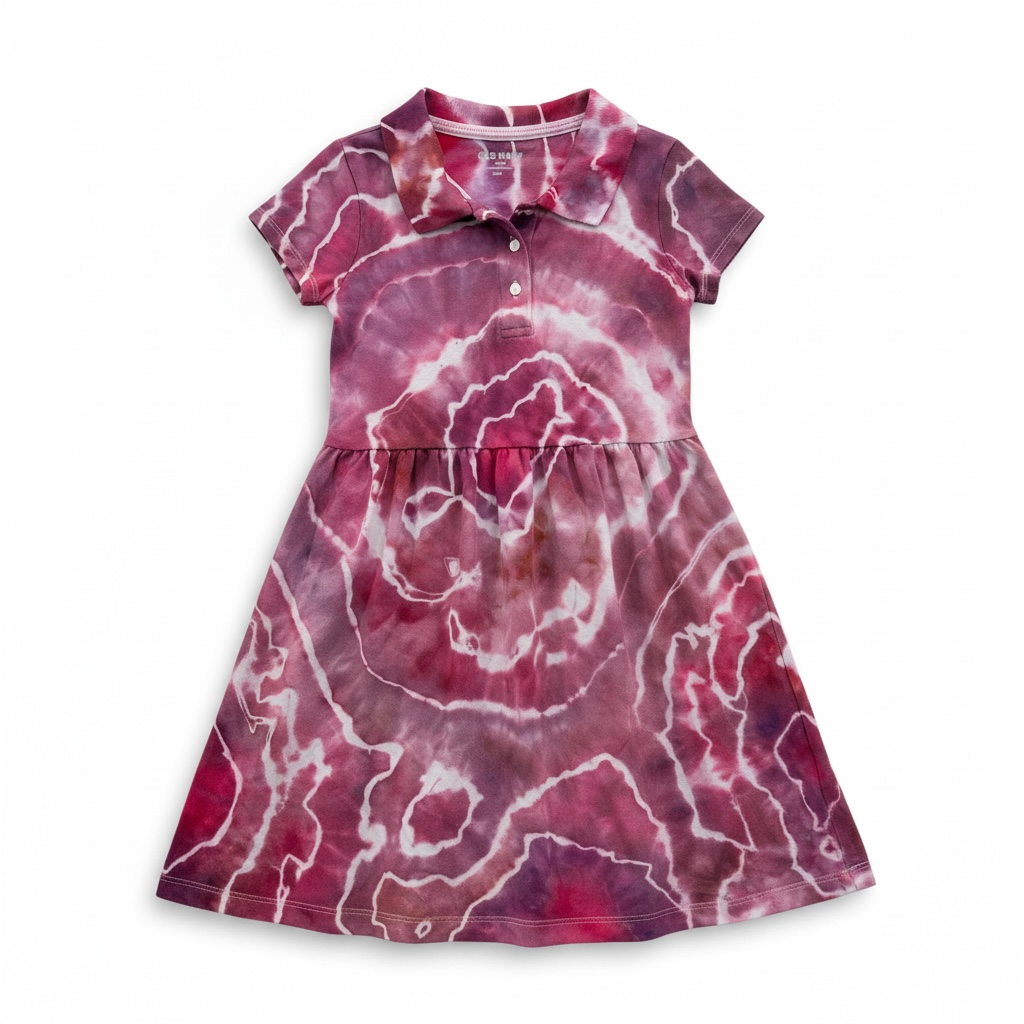 Girls Collared Short Sleeve Fit and Flare Dress (Size 4-5)