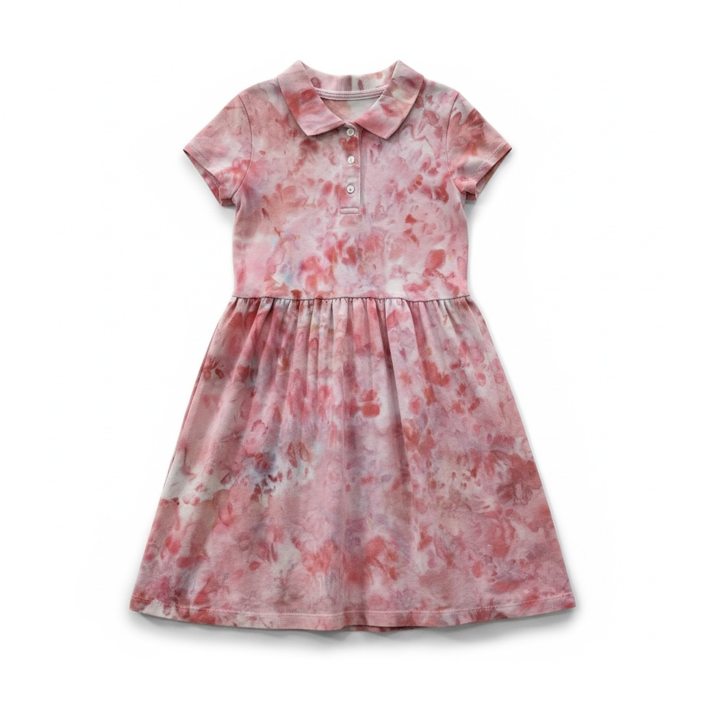 Girls Collared Short Sleeve Fit and Flare Dress (Size 6-7)