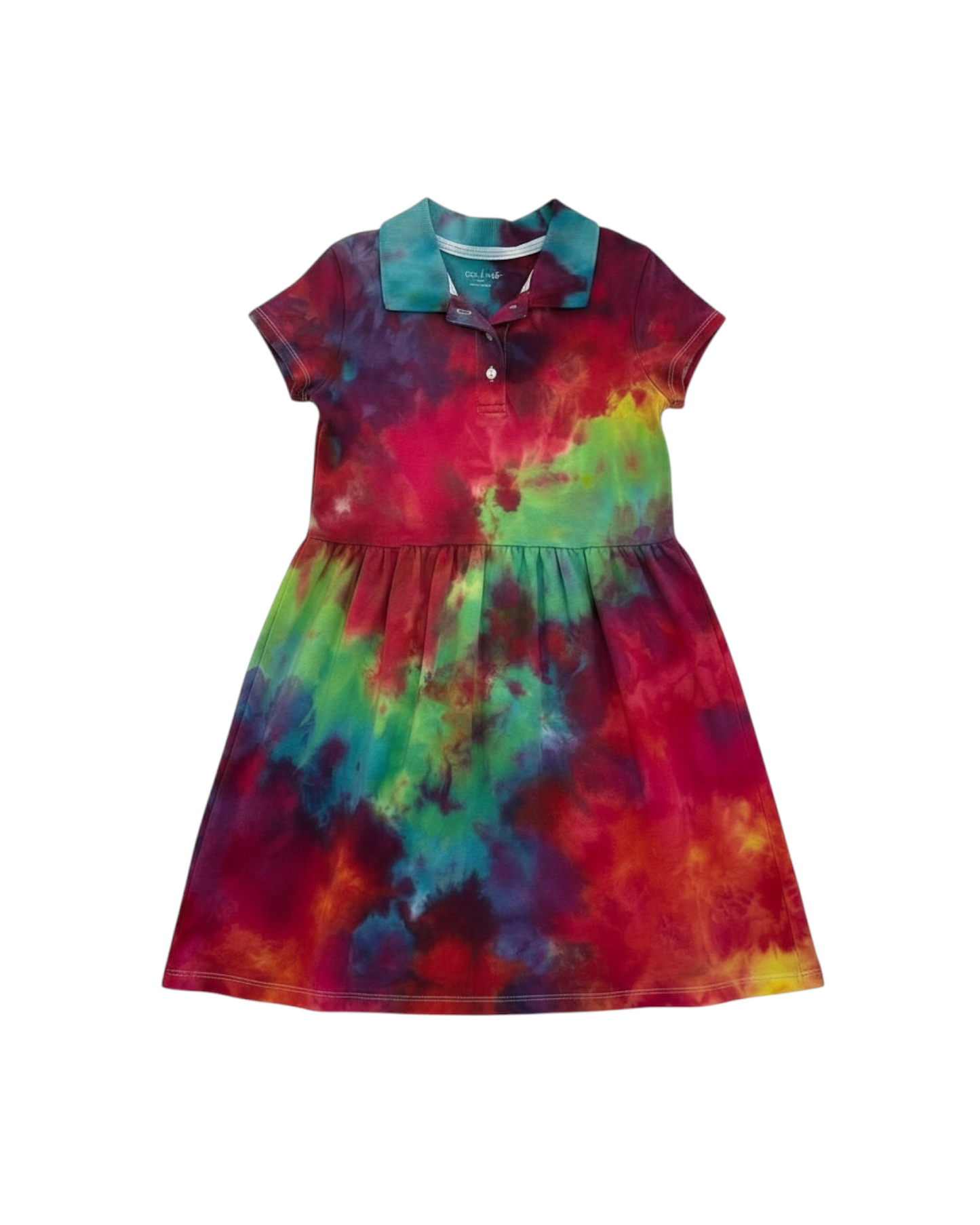 Girls Collared Short Sleeve Fit and Flare Dress (Size 6-7)