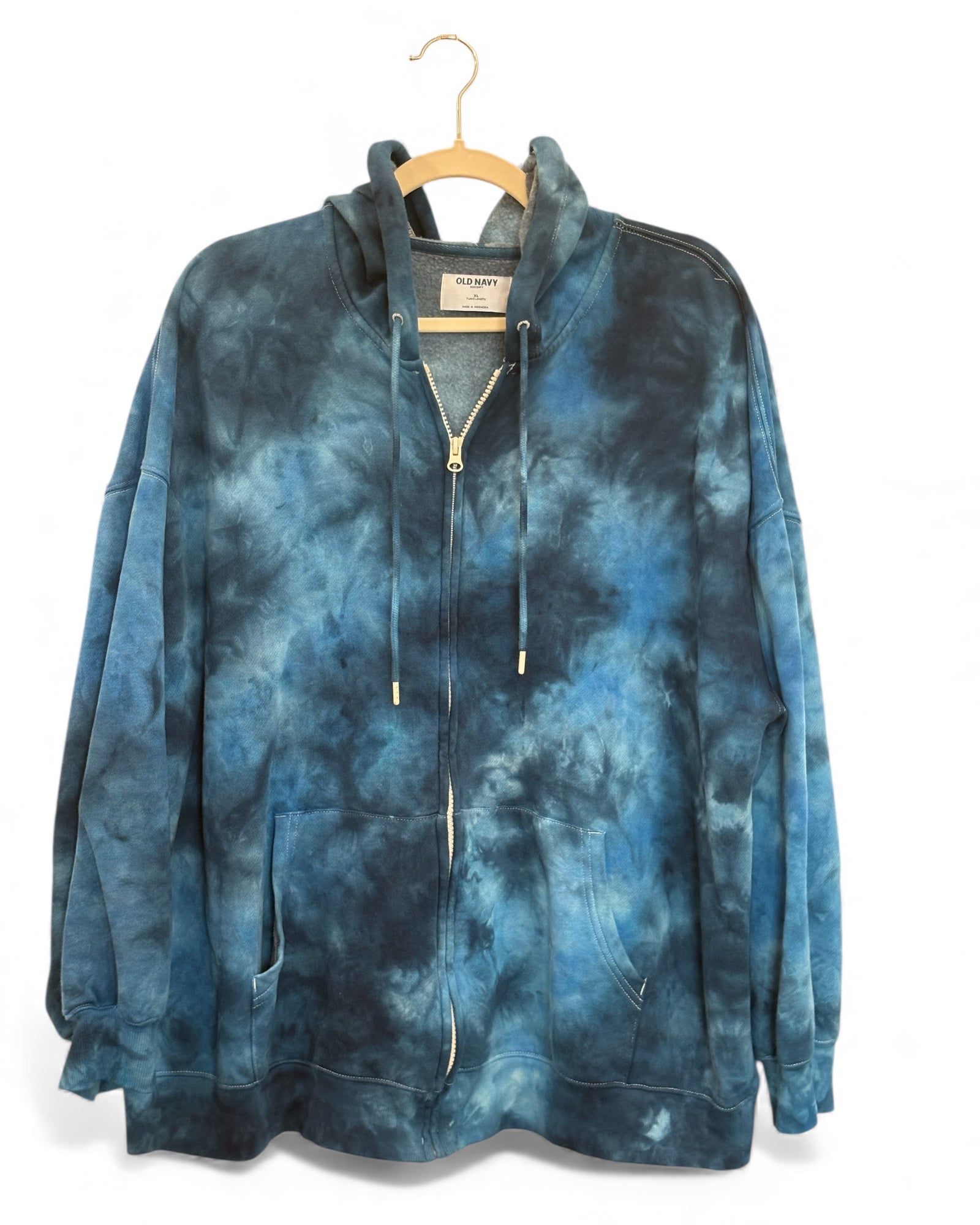 XL Women's Tunic Zip Up Hoodie "Lady in Blue"