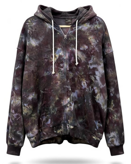 Large Men's Zip Up Hoodie "Oil Slick”