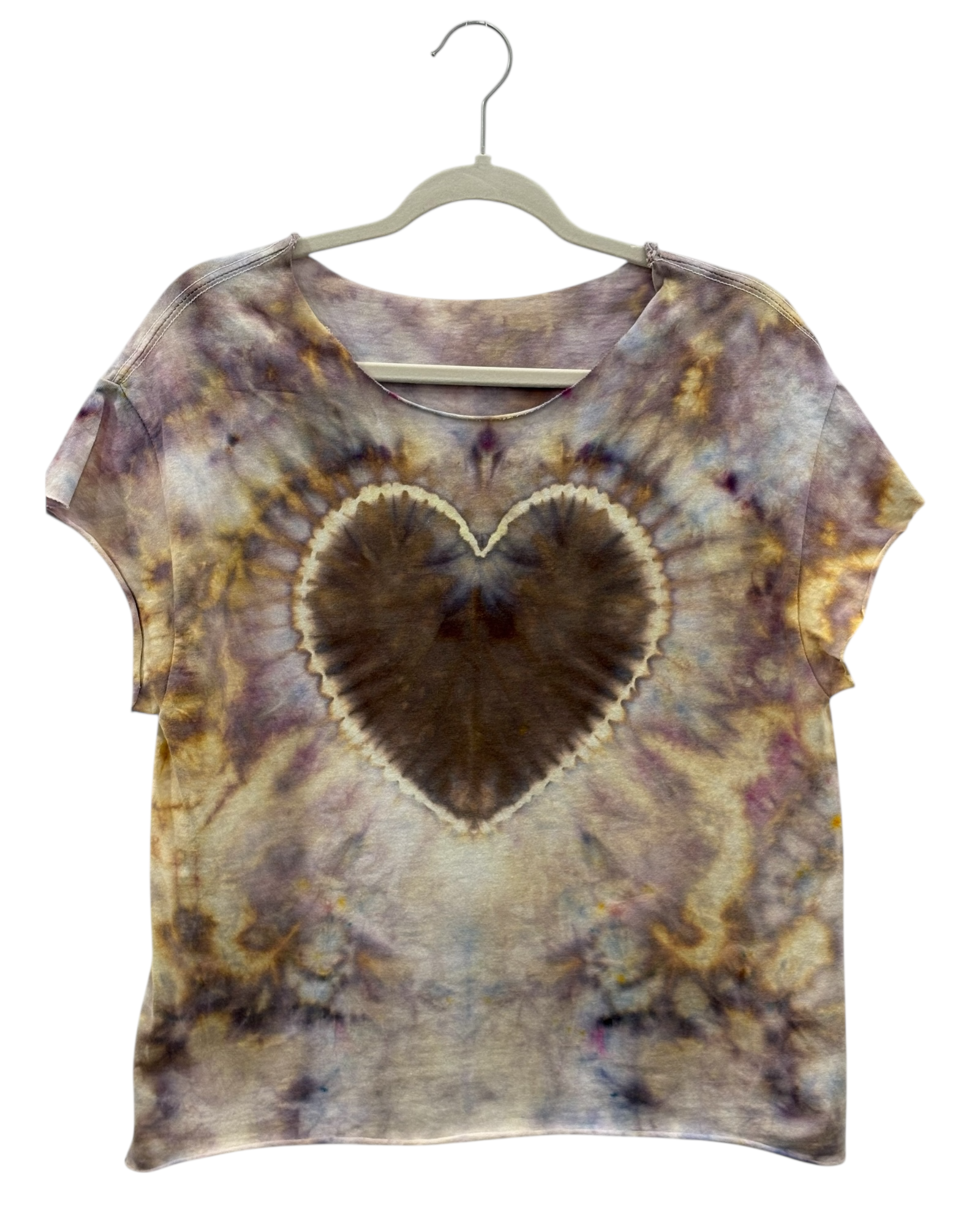 Large Short Sleeve Raw Edge Crop Tee