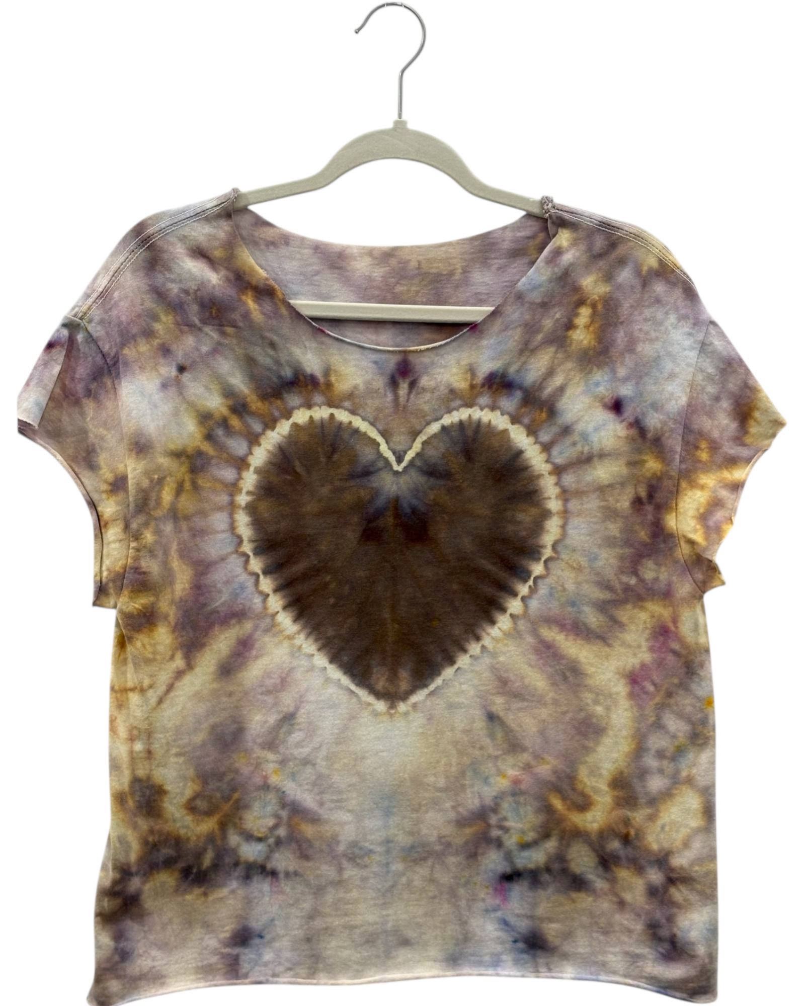 Large Short Sleeve Raw Edge Crop Tee