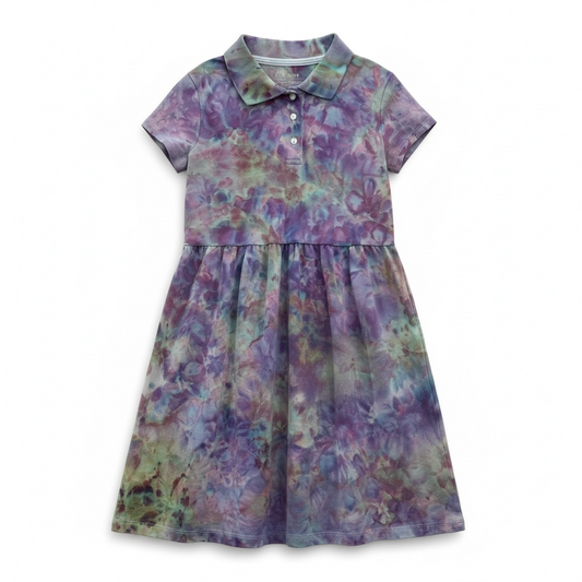 Girls Collared Short Sleeve Fit and Flare Dress (Size 8)