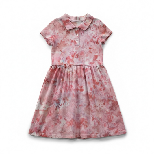 Girls Collared Short Sleeve Fit and Flare Dress (Size 6-7)