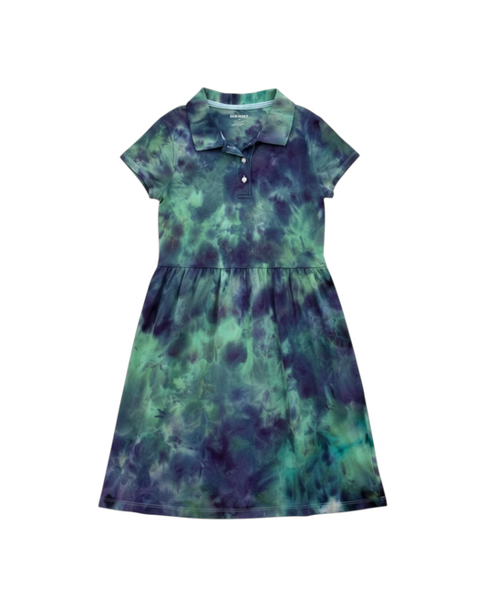 Girls Collared Short Sleeve Fit and Flare Dress (Size 6-7)