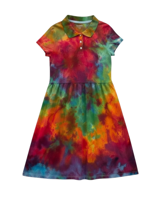 Girls Collared Short Sleeve Fit and Flare Dress (Size 10-12)