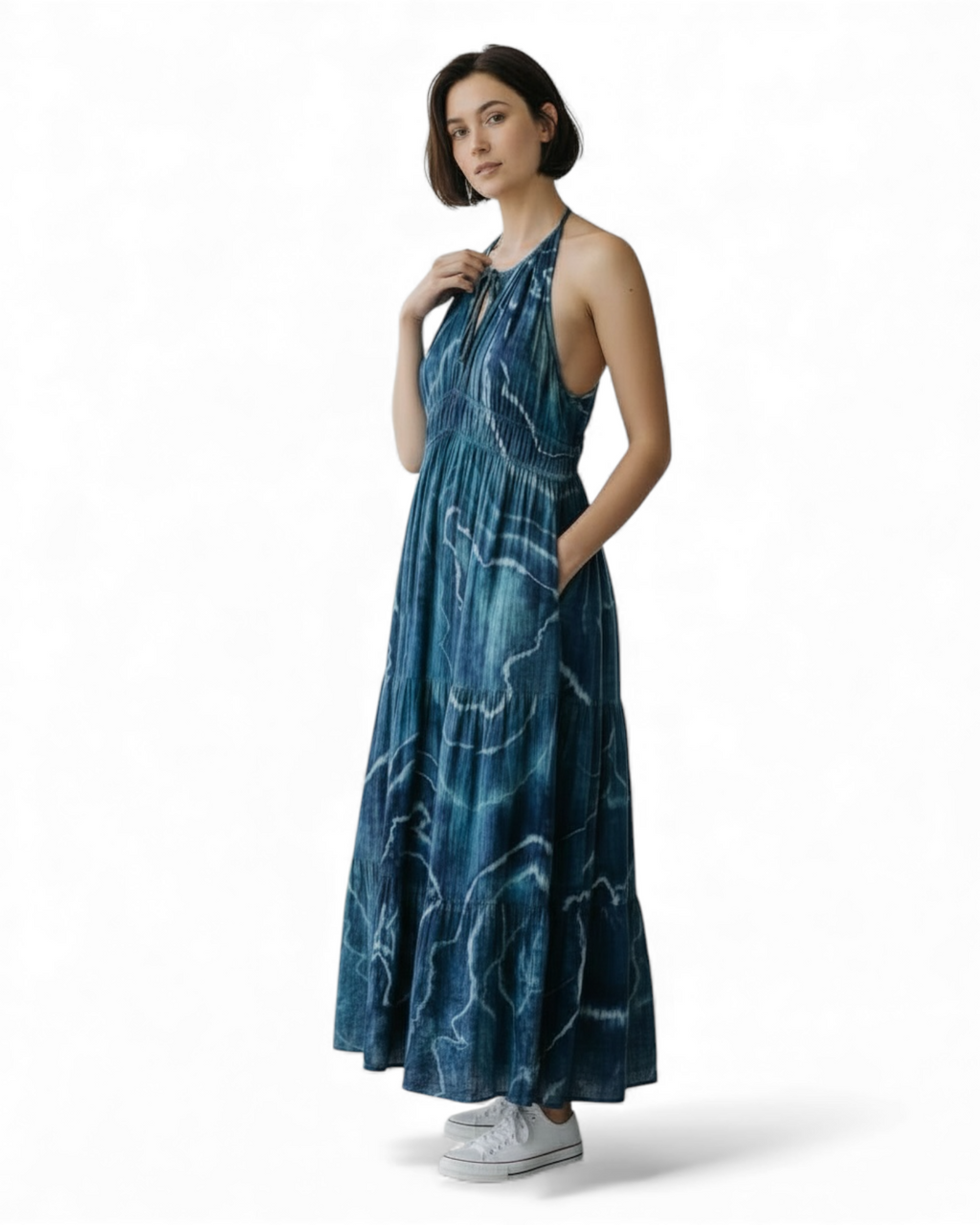 XL Fit and Flare Crinkle Gauze Maxi Dree