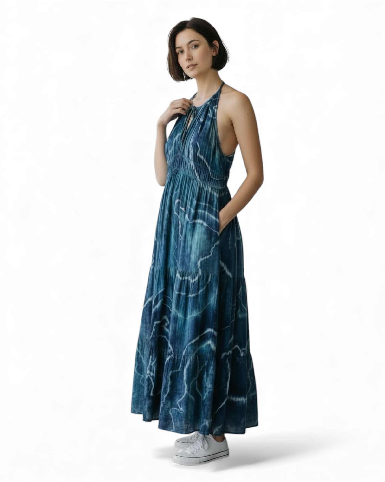 XL Fit and Flare Crinkle Gauze Maxi Dree