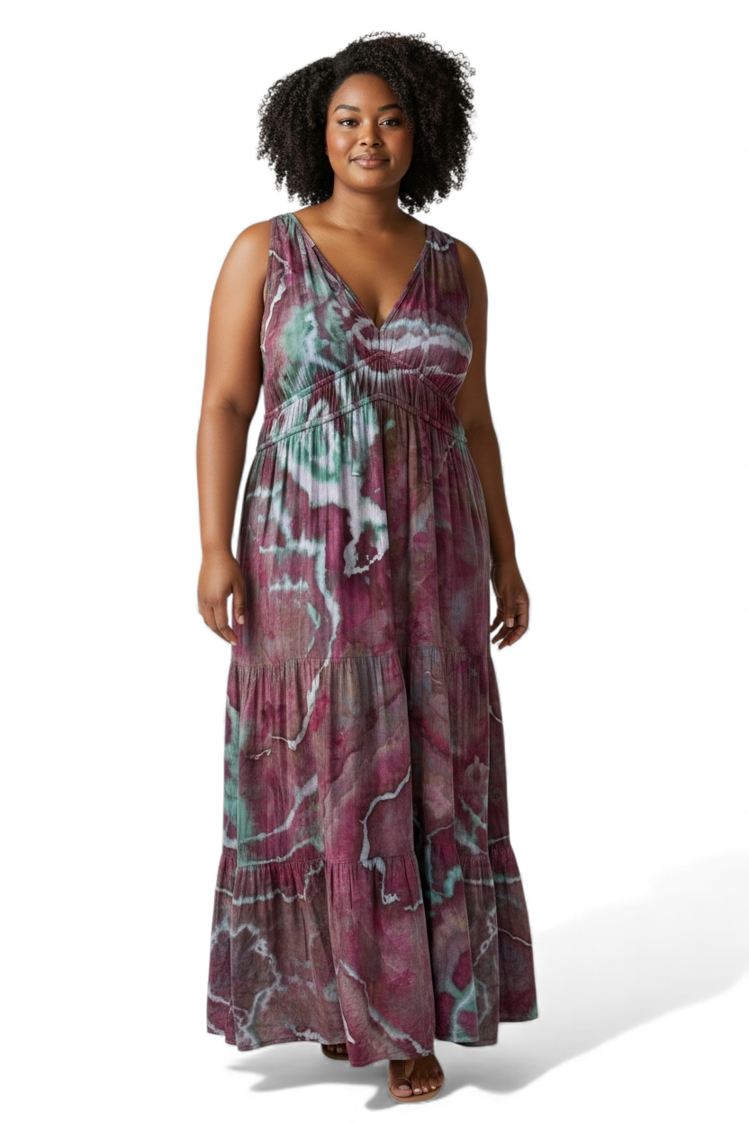 XL Fit and Flare Crinkle Gauze Maxi Dree