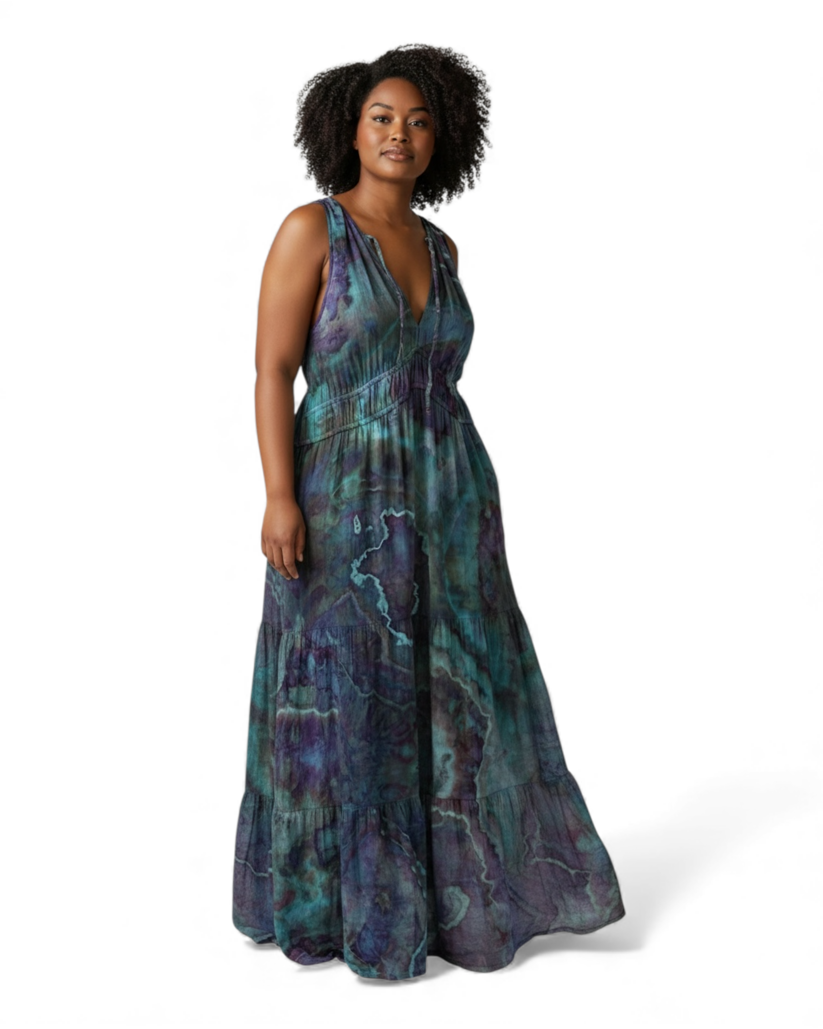 3XL Fit & Flare Crinkle Gauze Maxi Dress