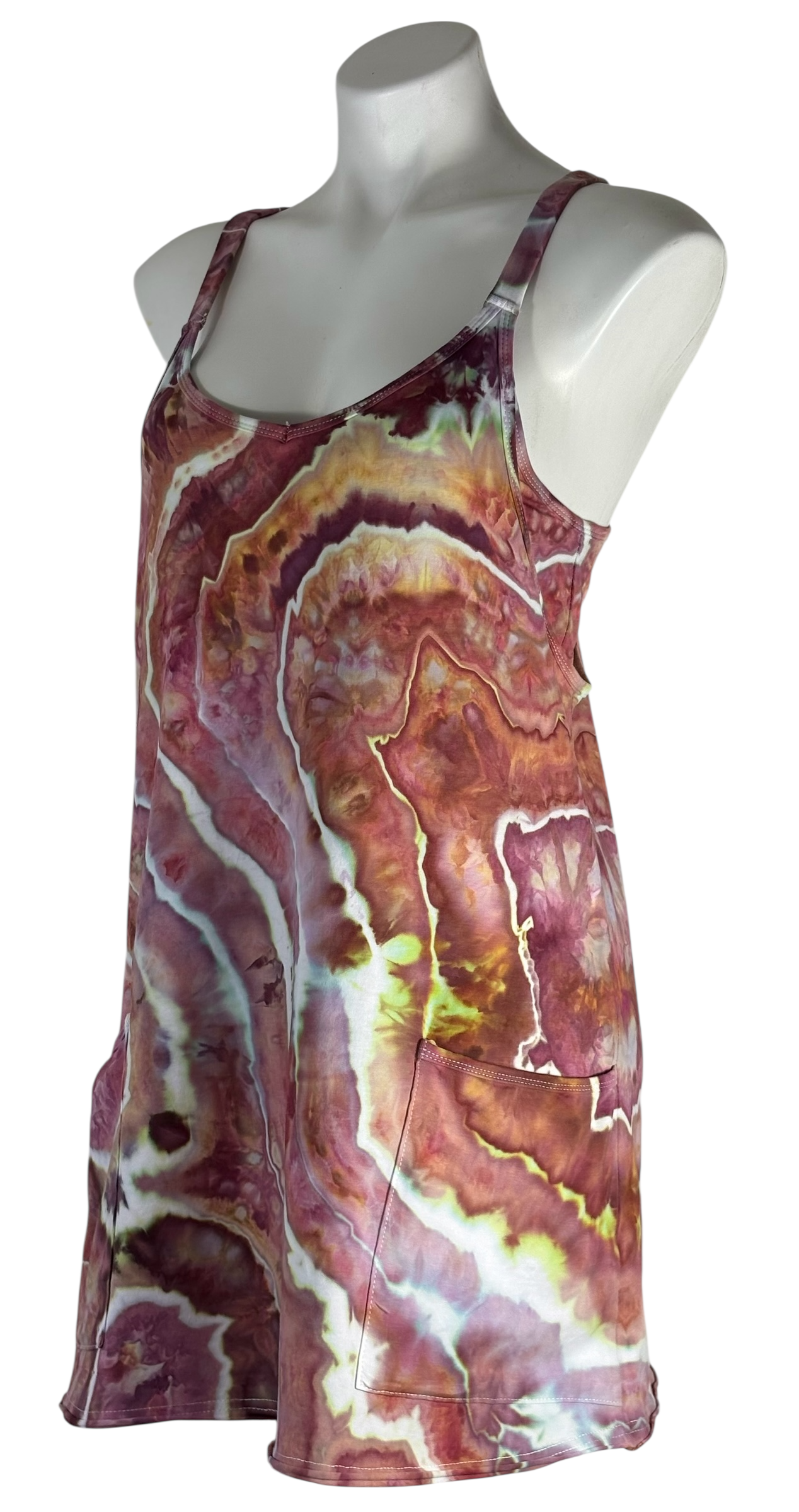 Medium Women’s Athletic Sleeveless Mini Dress with Built-in Shorts V Neck Spaghetti Strap Sundress